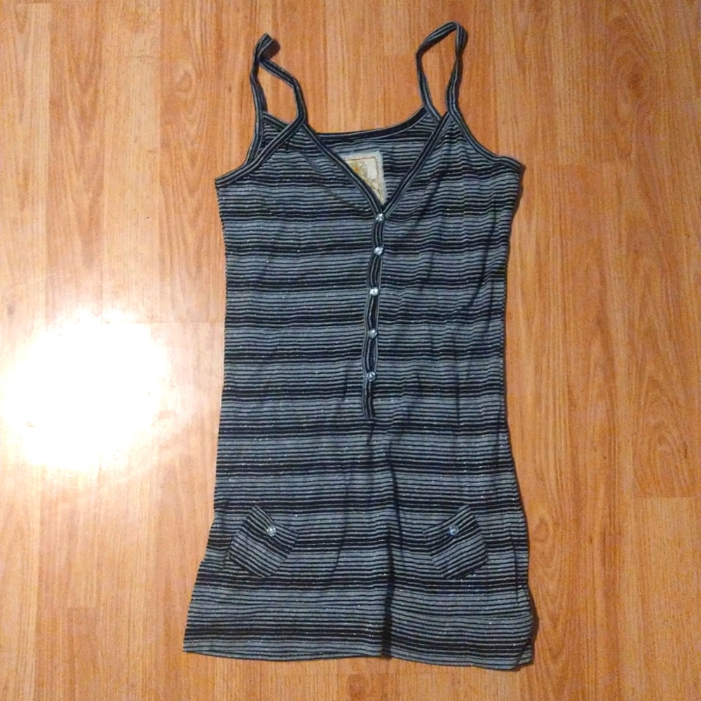 Black and silver stripe tunic tank